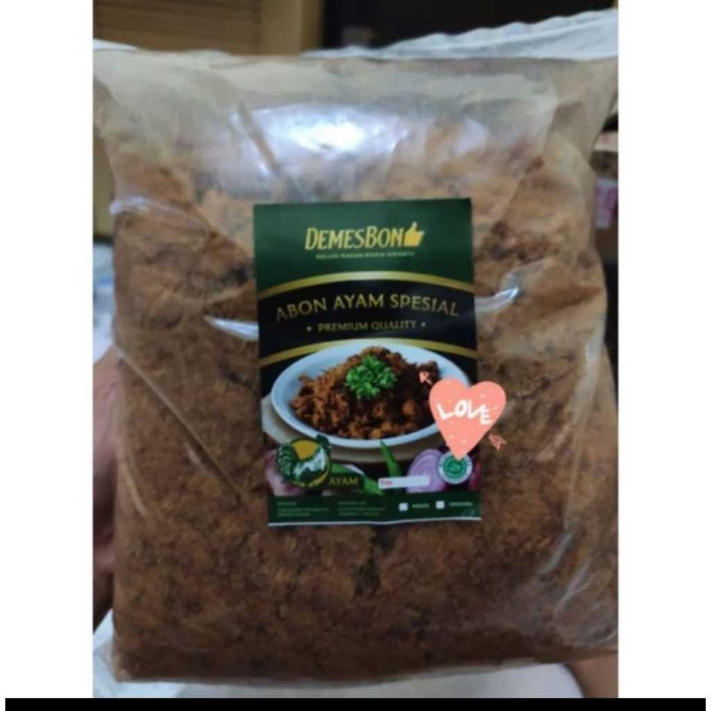 

Abon Ayam Asli DEMESBON 1 KG halal dengan 2 varian rasa PEDAS dan ORIGINAL
