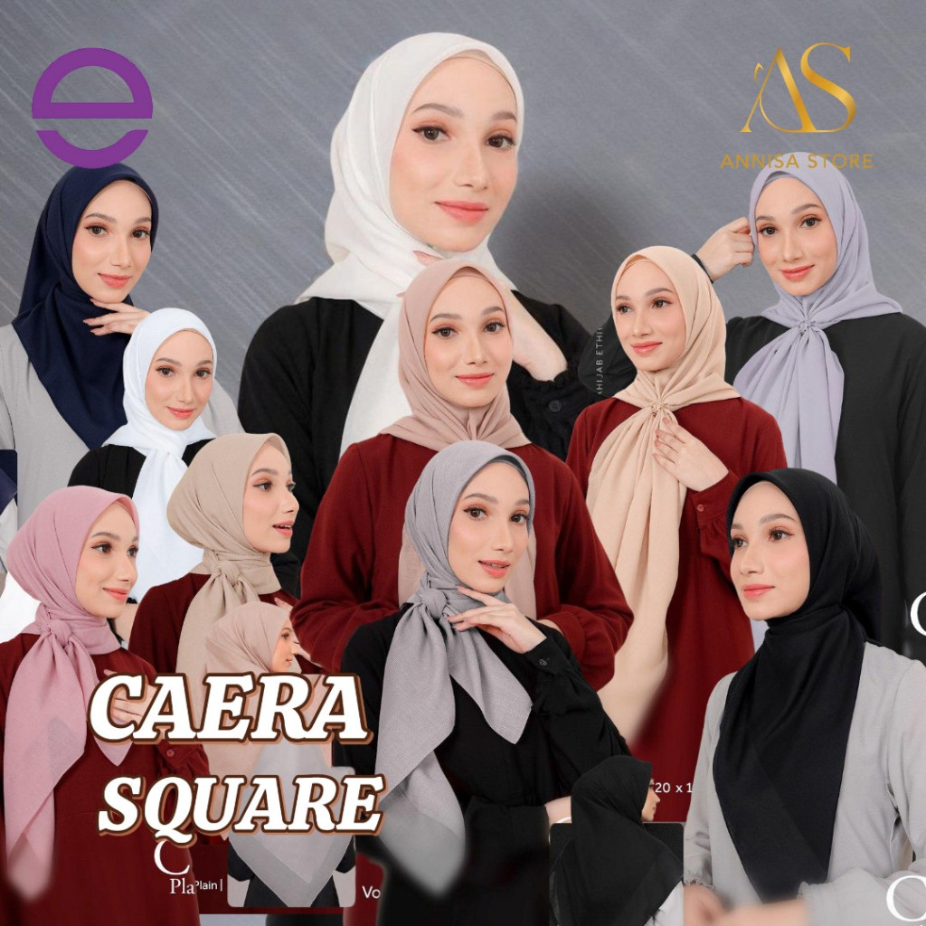 HIJAB SEGIEMPAT POLOS VOAL ETHICA CAERA PLAIN SQUARE / KERUDUNG JILBAB VOAL POLOS UKURAN 120X120CM J