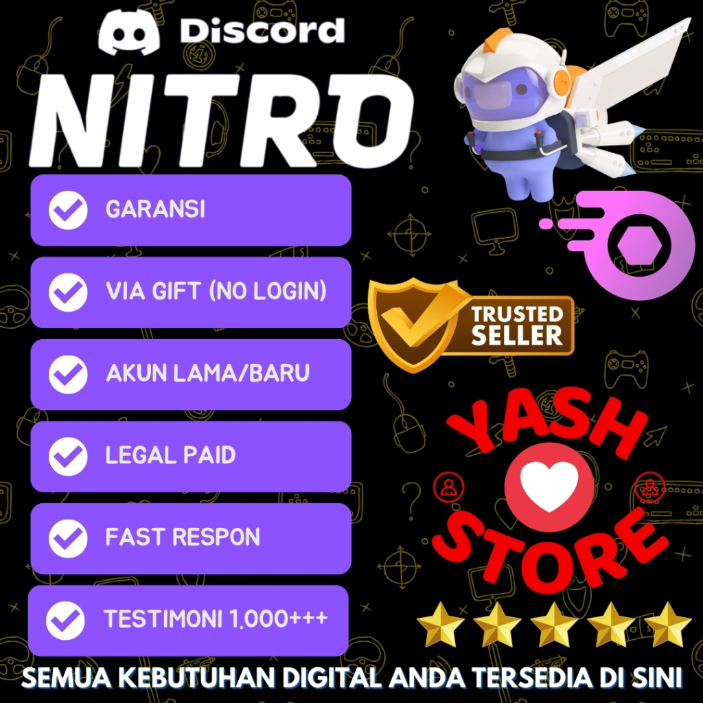 DISCORD NITRO 1 BULAN PREMIUM FULL GARANSI VIA GIFT [TANPA LOGIN] | YASH SOCIAL MEDIA | SOCIAL MEDIA