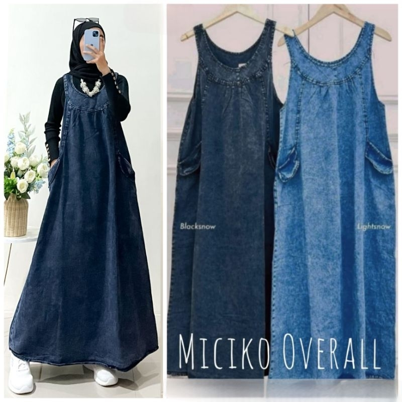 Hikmah - Jumpsuit Jeans Wanita Korean Style Oversize Vintage Polos Premium | Overall Denim Wanita Ba