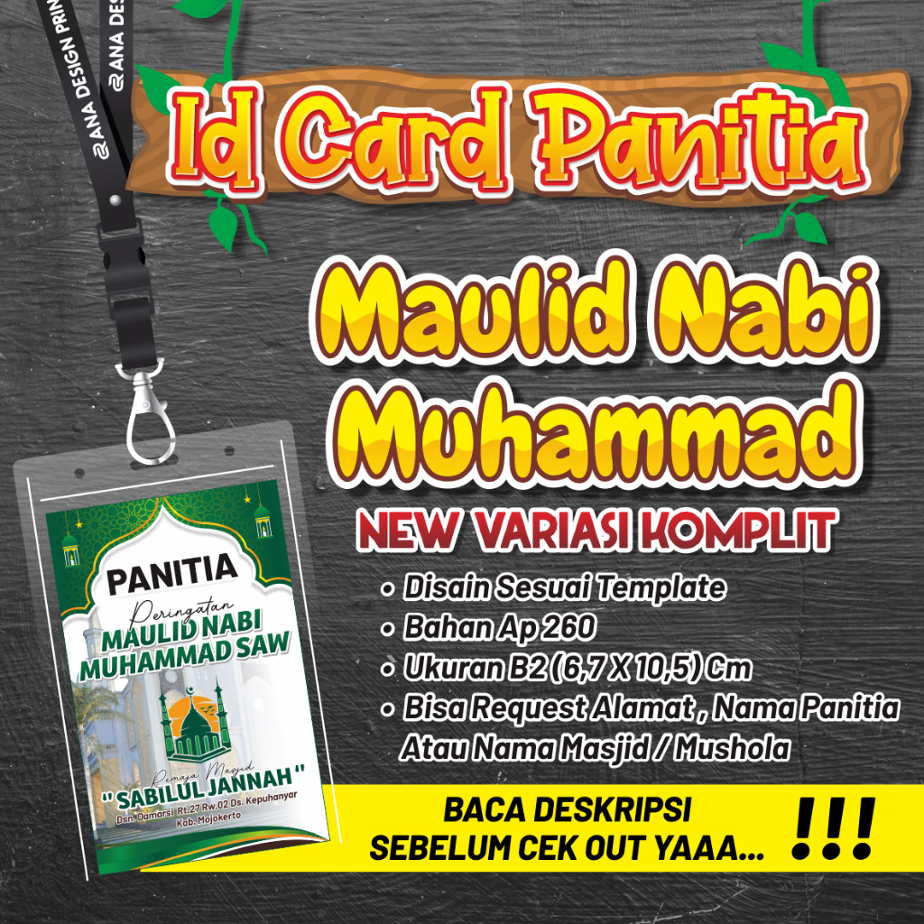 

ID CARD PANITIA MAULID NABI MUHAMMAD // NAME TAG PANITIA MAULID NABI