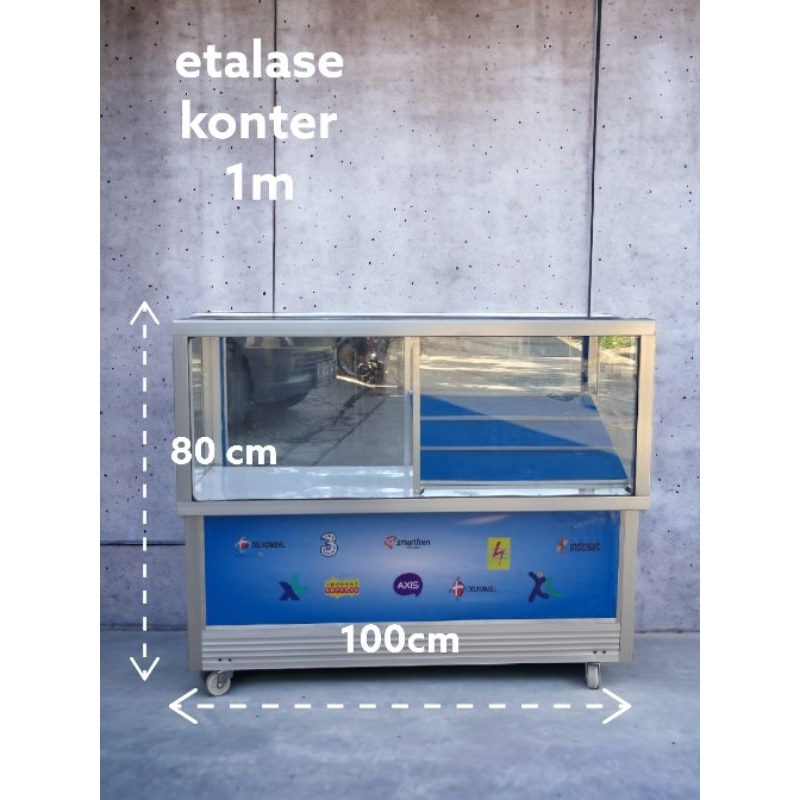 ETALASE KONTER  PULSA UKURAN 1 M MURAH