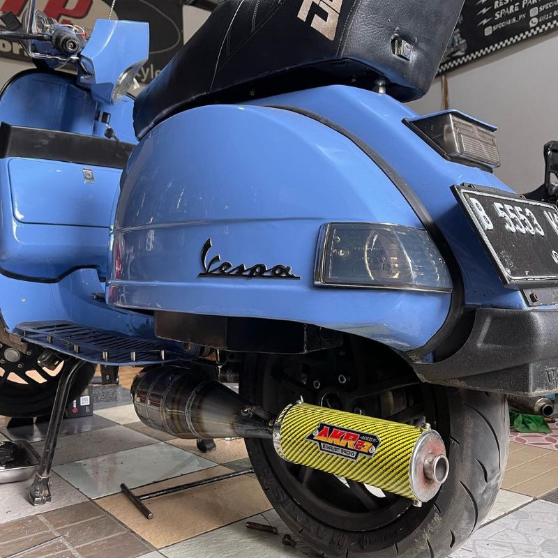 Knalpot Vespa Racing Kiri Big Yellow Original Akr23exhaustracing