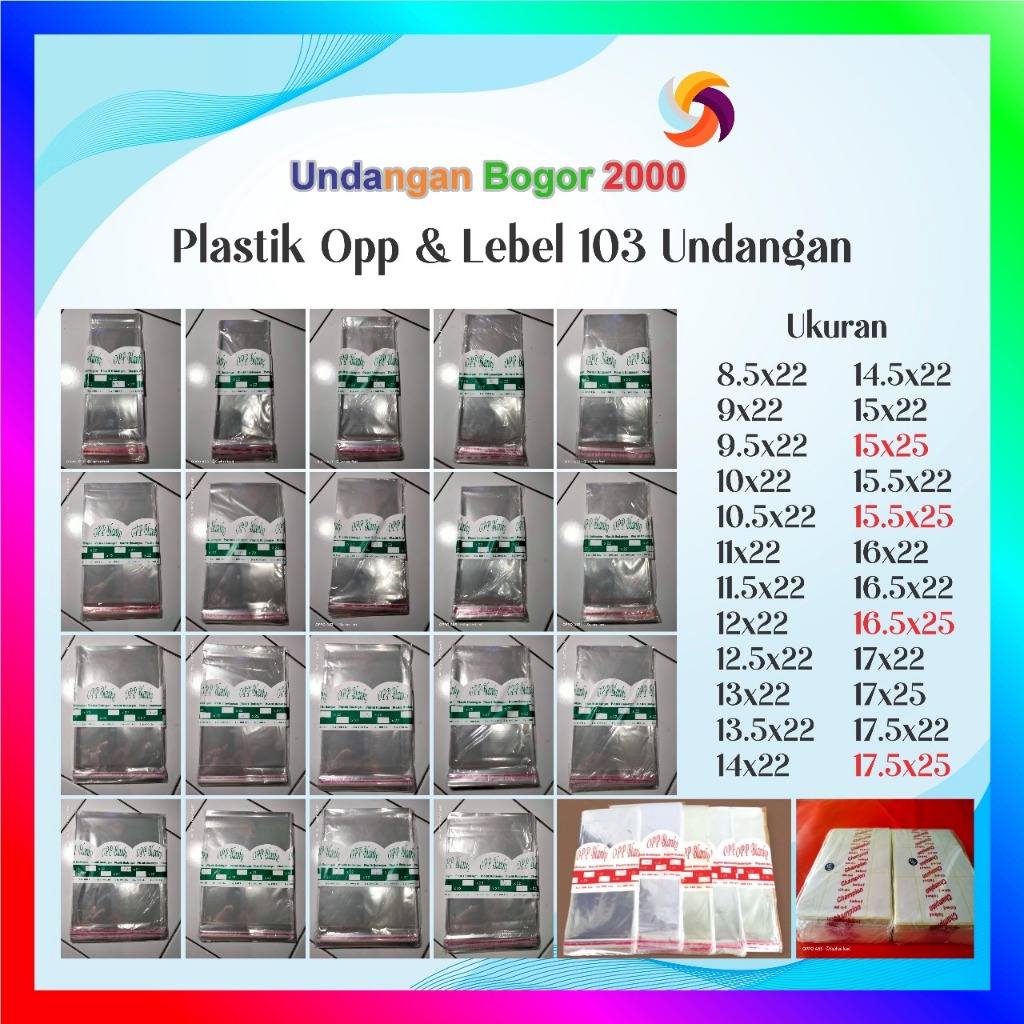 

PLASTIK OPP UNDANGAN LEM COCOK BUAT BUNGKUS UNDANGAN PERNIKAHAN OPP 0.3 MICRON