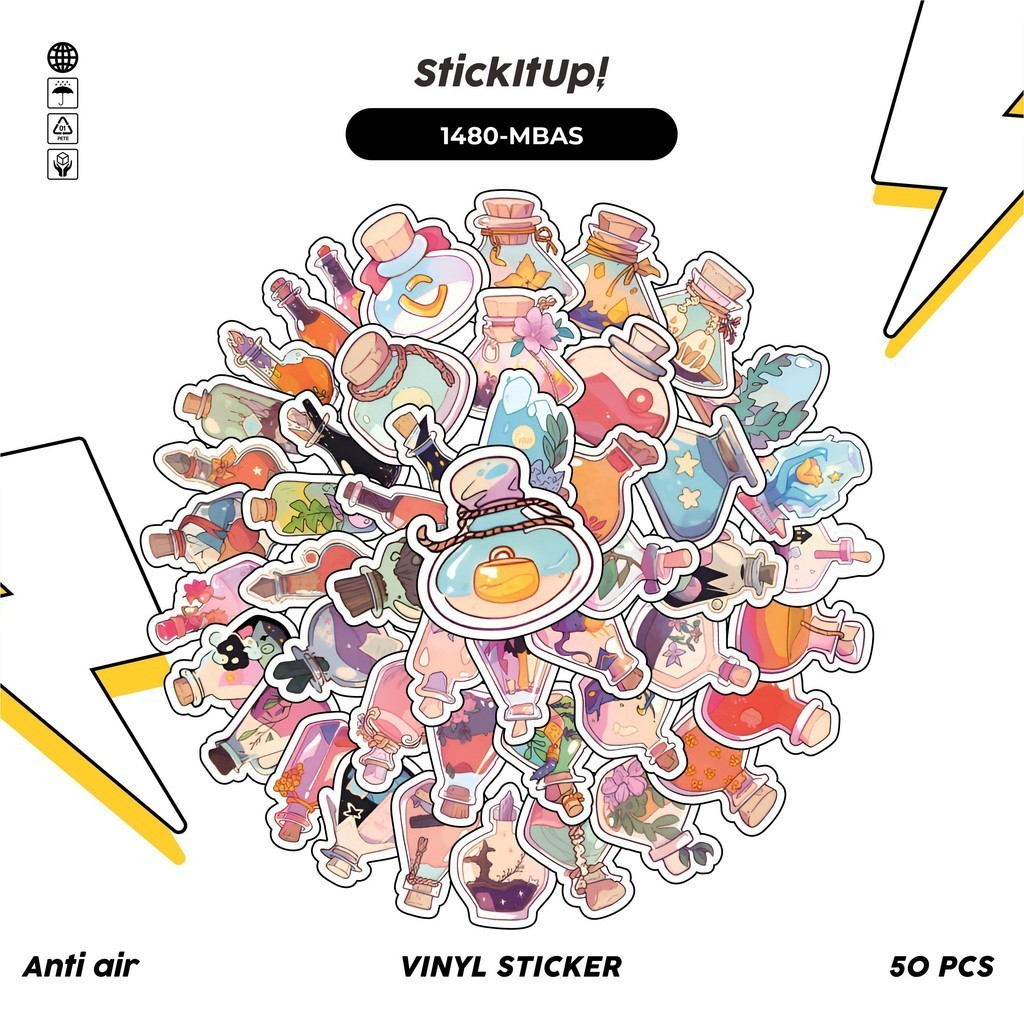 

COD✨ 100 Pcs Stiker Pack Madicine Bottle Art Lucu Aesthetic Vynil Waterproof untuk Freebies Sticker Buku Journal Casing HP Laptop