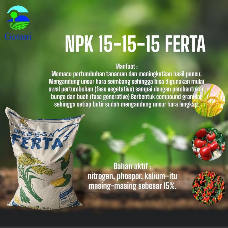 PUPUK FETRA NPK 15-15-15 1kg (repack)