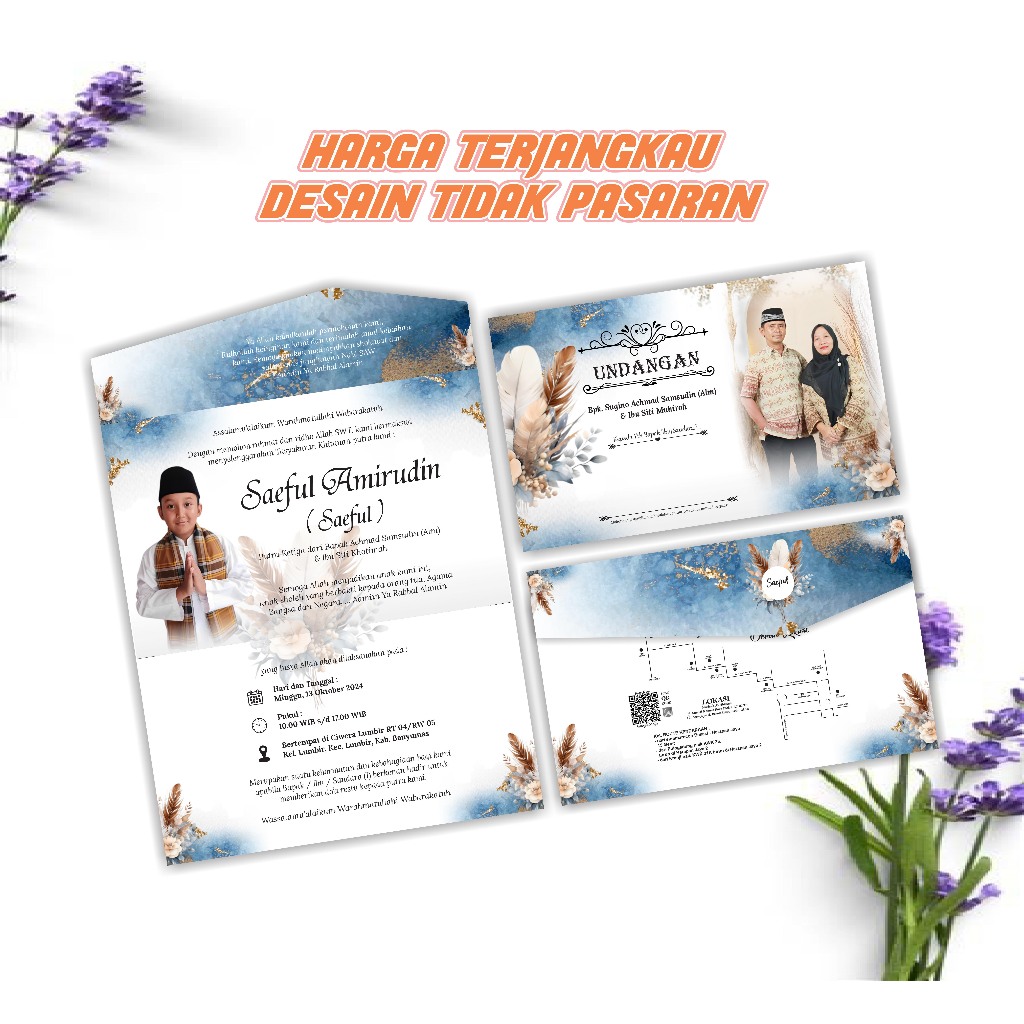 Undangan Pernikahan / Khitanan Semi Amplop Cocok Untuk Anak Muda & Orang Tua