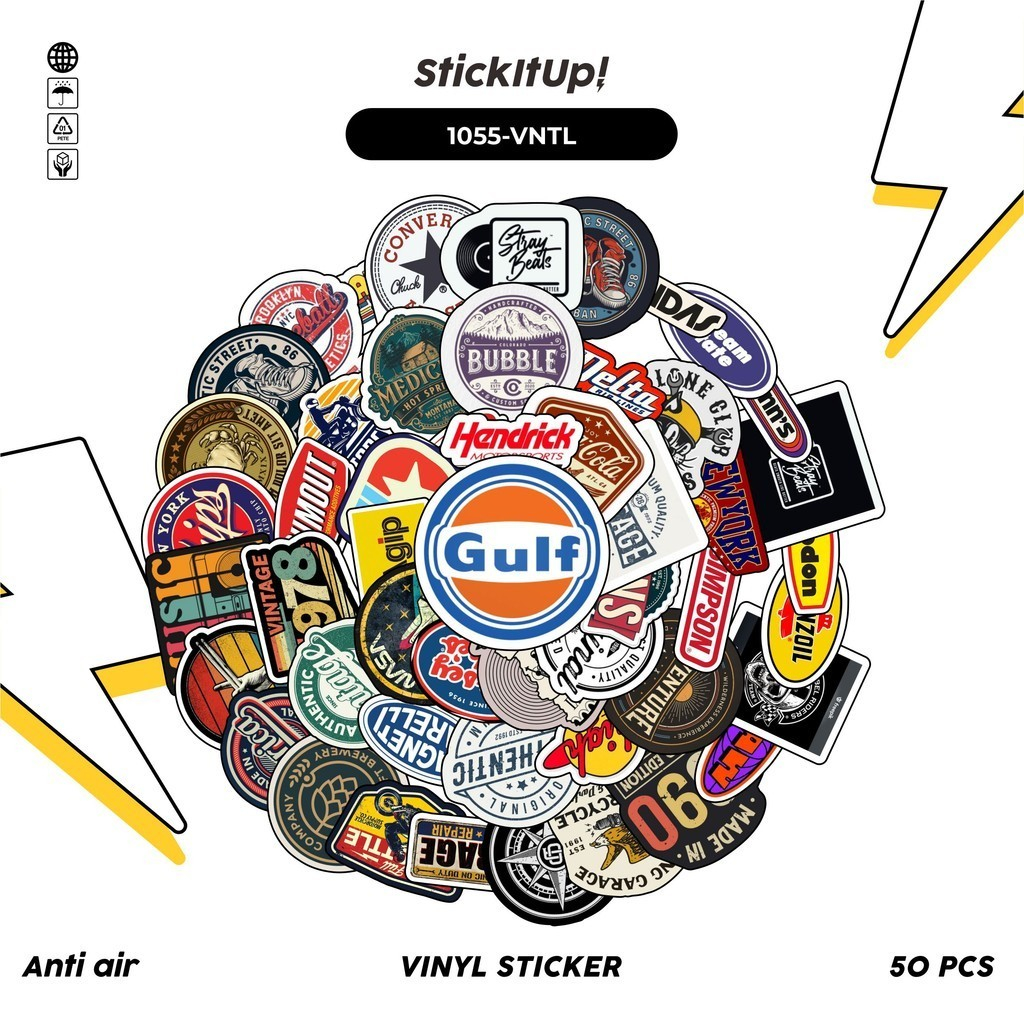 

COD✨ 100 Pcs Stiker Pack Vintage Logo Lucu Aesthetic Vynil Waterproof untuk Freebies Sticker Buku Journal Casing HP Laptop