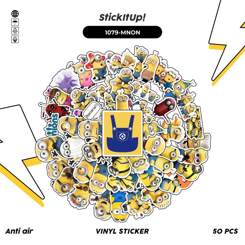 

COD✨ 100 Pcs Stiker Pack The Minions Lucu Aesthetic Vynil Waterproof untuk Freebies Sticker Buku Journal Casing HP Laptop
