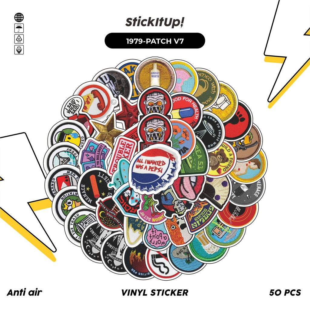 

COD✨ 50 Pcs Stiker Pack PATCH V7 Lucu Aesthetic Vynil Waterproof untuk Freebies Sticker Buku Journal Casing HP Laptop