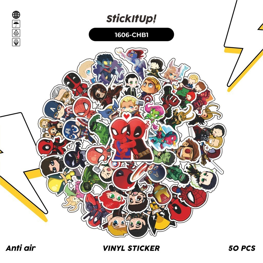 

COD✨ 100 Pcs Stiker Pack MARVEL SERIES CHIBI CHARACTER MIX Lucu Aesthetic Vynil Waterproof untuk Freebies Sticker Buku Journal Casing HP Laptop