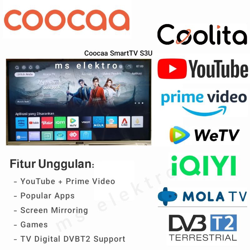 TV LED CooCaa 24 32 40 43  inch Smart Digital DVBT2 S3U
