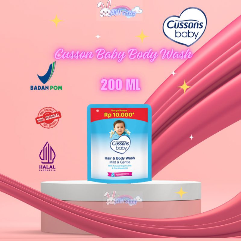 AW Cussons Baby Hair & Body Wash Cusson Sabun Bayi Refill Kemasan Ekonomis 55/200