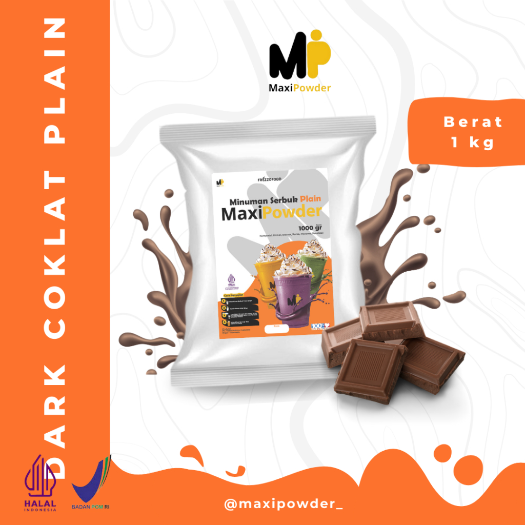 

Bubuk Minuman Rasa PLAIN DARK COKLAT 1kg / Minuman Kekinian Dark Coklat Termurah / MaxiPowder