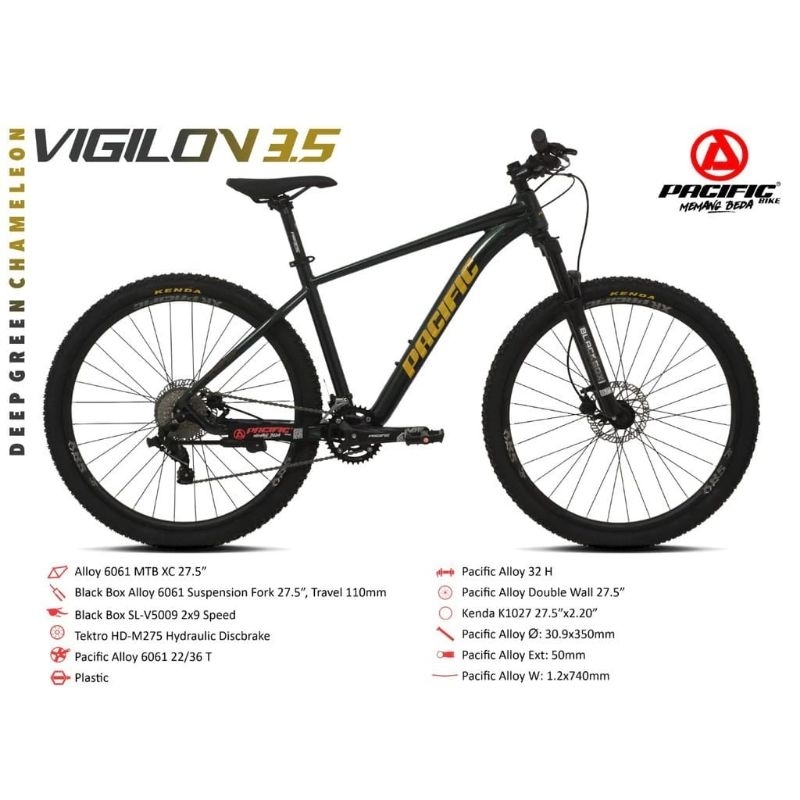 SEPEDA GUNUNG MTB 27.5 INCH PACIFIC VIGILON 3.5 FRAME ALLOY REM HIDROULIC