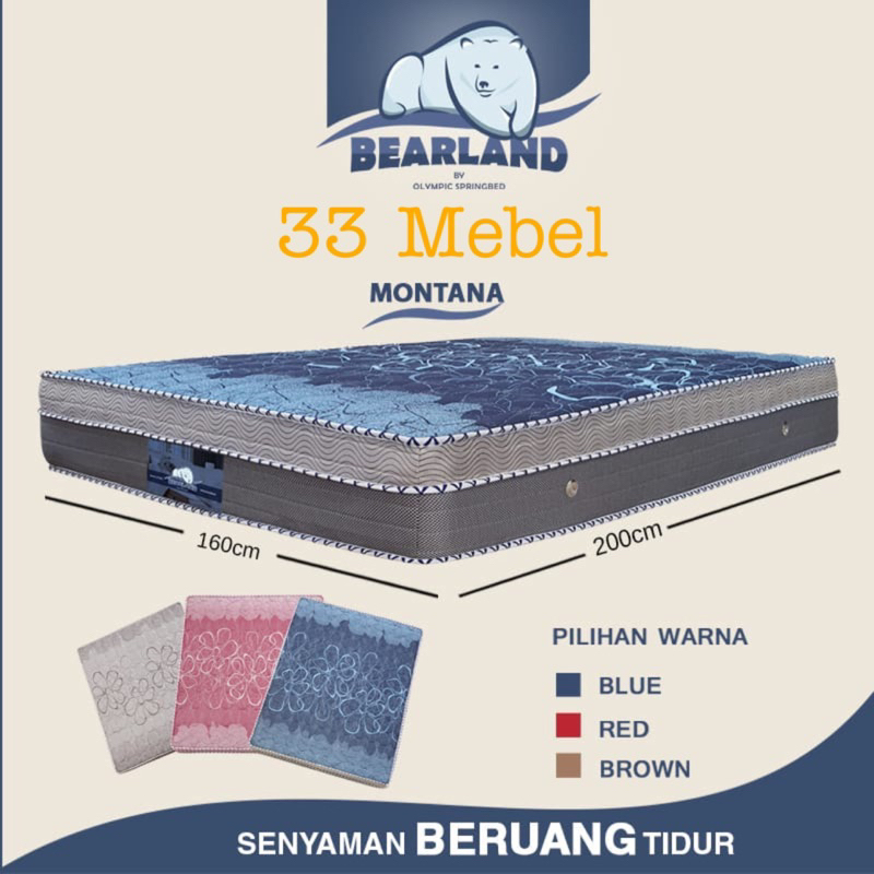 Kasur Springbed Mattrass Bearland Procella Montana Eurotop Lapisan Tebal PROMO