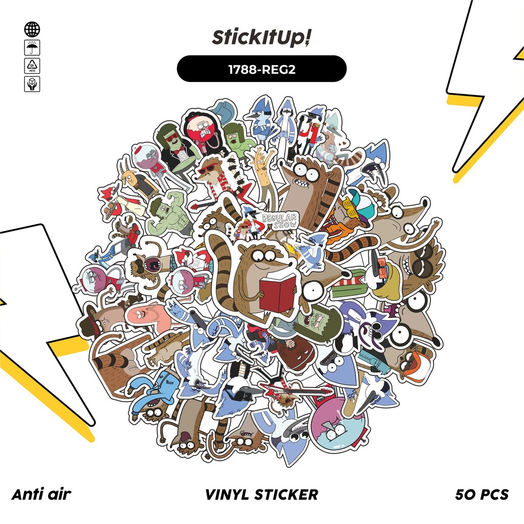 

COD✨ 50 Pcs Stiker Pack REGULAR SHOW 02 Lucu Aesthetic Vynil Waterproof untuk Freebies Sticker Buku Journal Casing HP Laptop