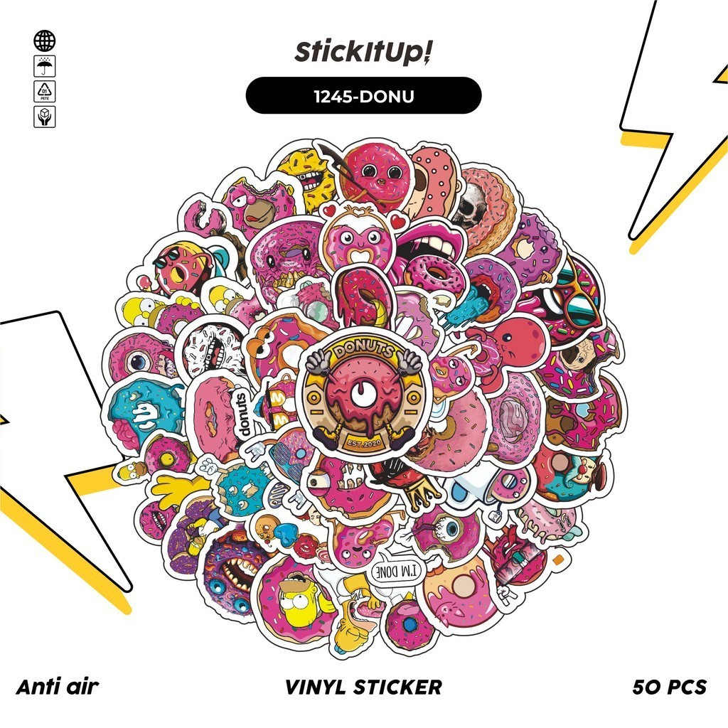 

COD✨ 100 Pcs Stiker Aku Pengen Donat Lucu Aesthetic Vynil Waterproof untuk Freebies Sticker Buku Journal Casing HP Laptop