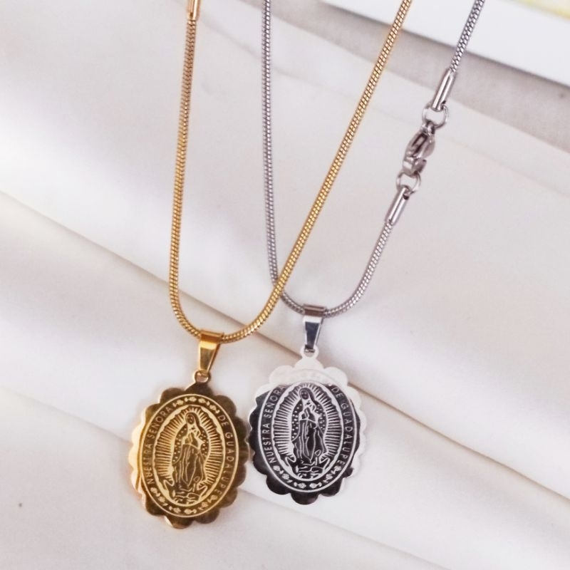 Kalung Bunda Maria Titanium Emas dan Silver Pria dan Wanita