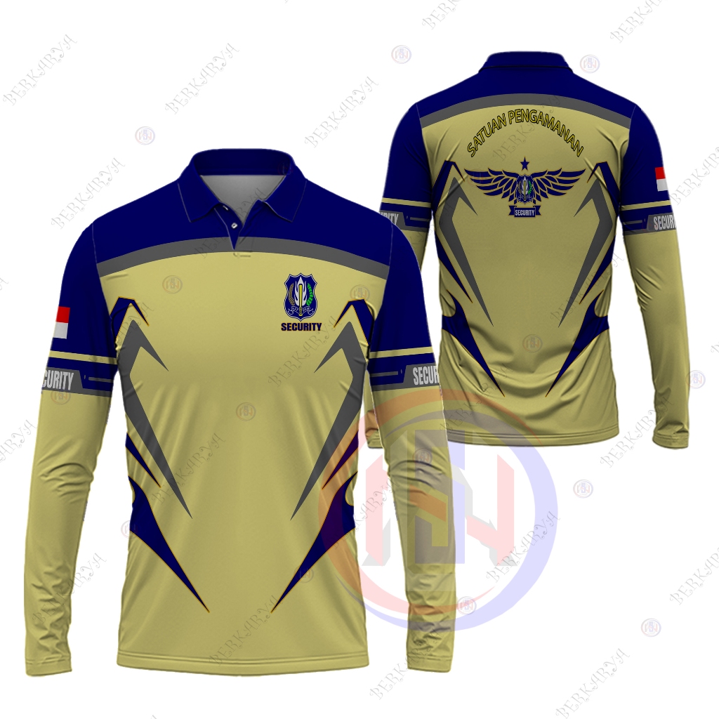 Kaos Jersey Security-Satpam /Baju Security /Kaos Security Pria lengan panjang /Baju Satpam Fullprint