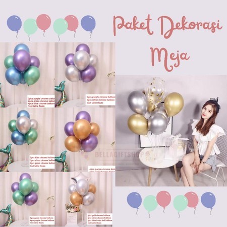 PAKET DEKORASI - ULANG TAHUN meja ulang tahun simple decoration table set standing balon elegan ulan