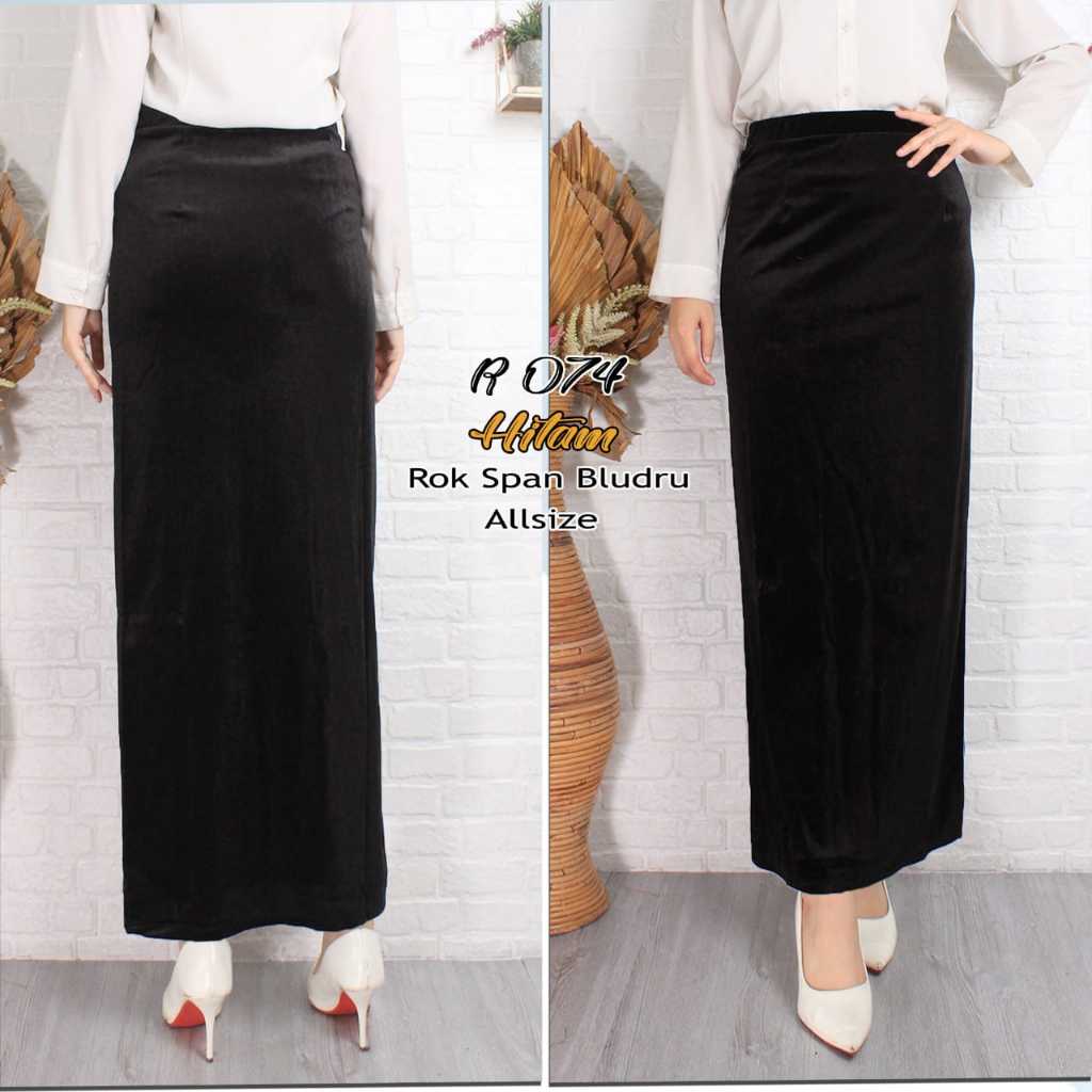 Rok Span Bludru Panjang Terbaru/Rok Span Kerja Wanita Panjang/Rok Span Belah Belakang Panjang/Rok