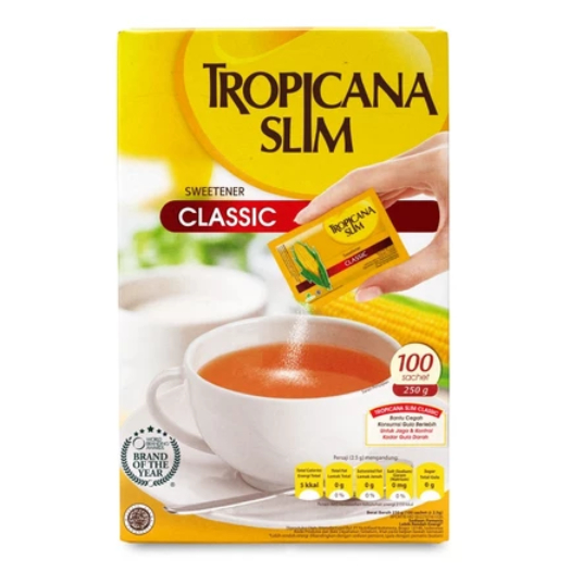

TROPICANA SLIM Sweetener Classic 100 Sachet x 2,5gr - Pemanis Alami Sorbitol