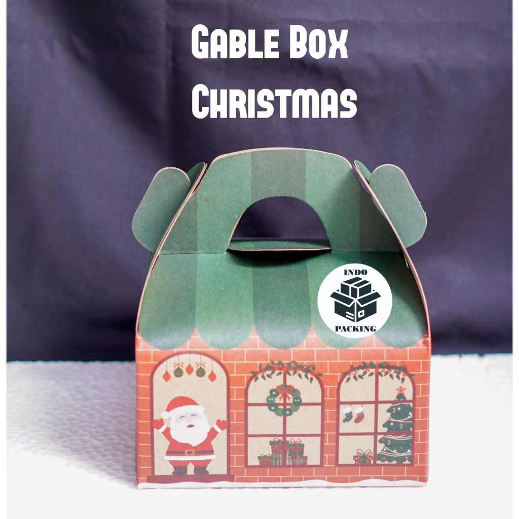

(isi 10) Gable Box Christmas / Kotak Natal / Kotak Kado Holiday Edition / Tas Jinjing Bagus / Box Hampers Kue Kering