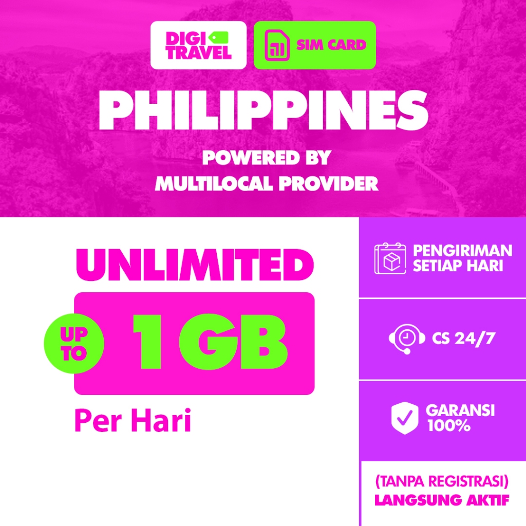 DIGI TRAVEL Sim Card Philippines Unlimited | Simcard Filipina Unlimited Langsung Aktif | Simcard Roa