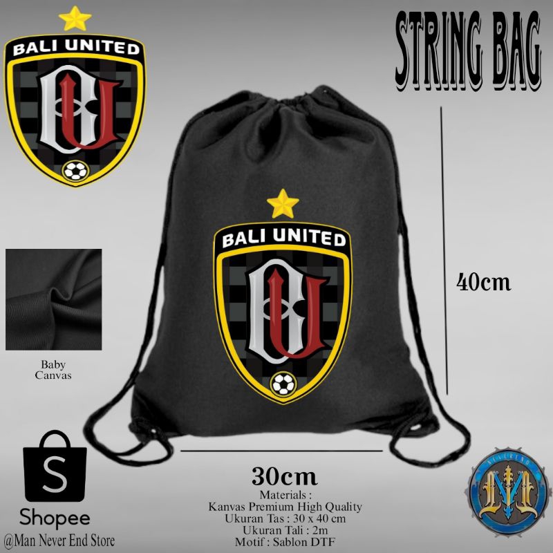 Tas Serut Kanvas Tebal Motif Logo Bola Bali United Football / Tas Sekolah Serut Kekinian Baby Canvas
