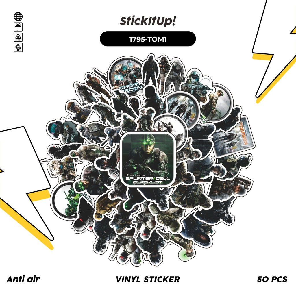 

COD✨ 50 Pcs Stiker Pack T0M CLANCY'S GAME MIX Lucu Aesthetic Vynil Waterproof untuk Freebies Sticker Buku Journal Casing HP Laptop