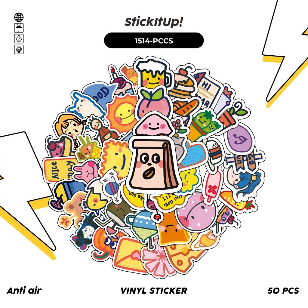 

COD✨ 100 Pcs Stiker Pack Piece Cute Cartoon Lucu Aesthetic Vynil Waterproof untuk Freebies Sticker Buku Journal Casing HP Laptop
