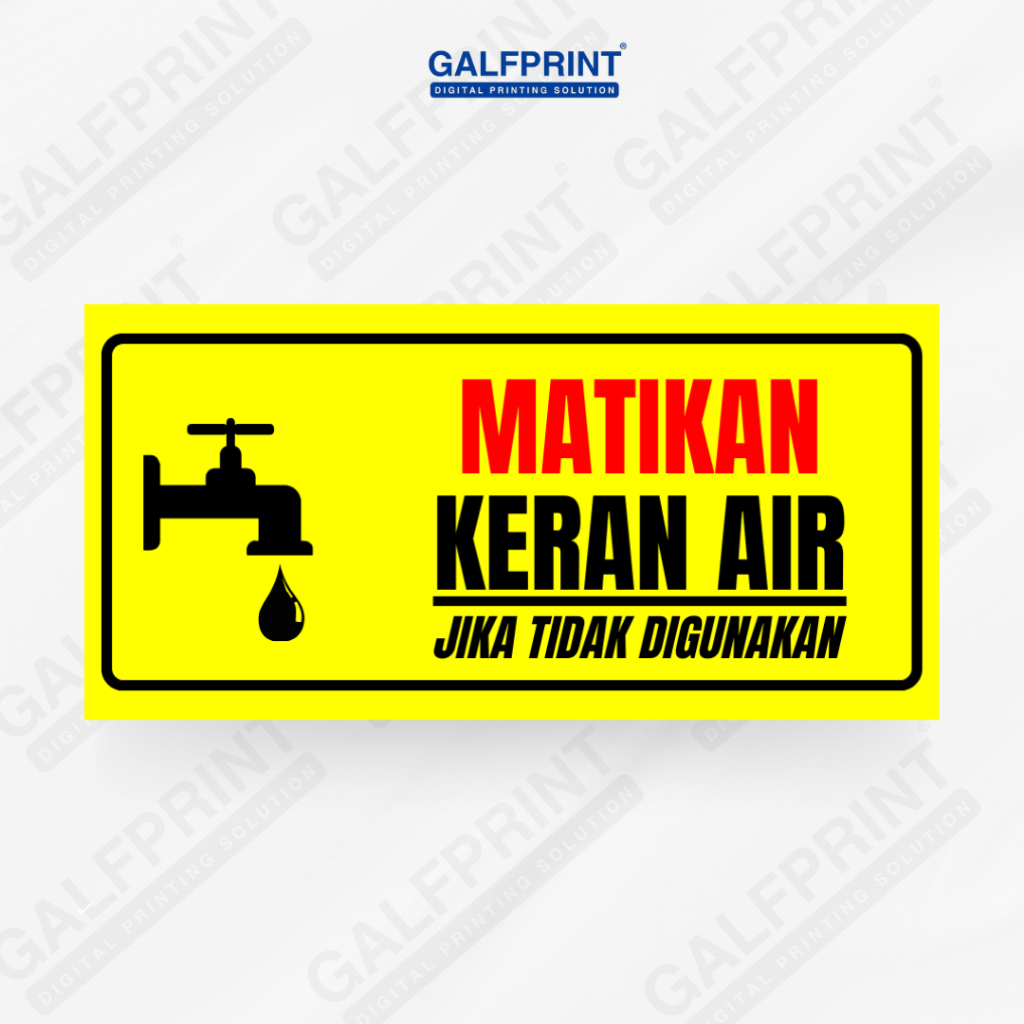 

GALFPRINT STICKER SIGN MATIKAN KERAN AIR 12X5 CM