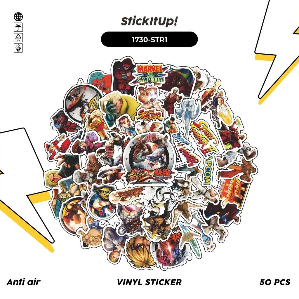 

COD✨ 50 Pcs Stiker Pack STR3ET FIGHTER CHARACTER MIX 001 Lucu Aesthetic Vynil Waterproof untuk Freebies Sticker Buku Journal Casing HP Laptop