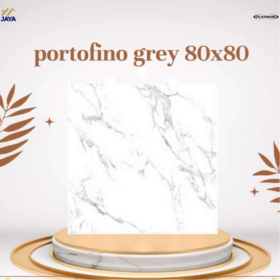 KERAMIK LANTAI GLOSSY HALUS PORTOFINO GREY 80 X 80 PLATINUM