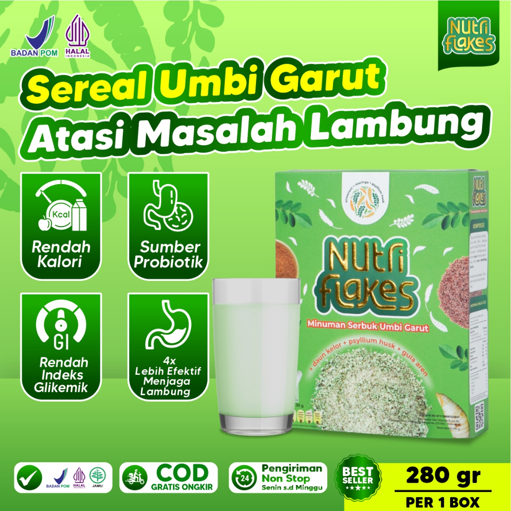 

Nutriflakes | Sereal Umbi Garut dan Daun Kelor Mampu Menurunkan Berat Badan Secara Optimal dan Mampu Membantu Masalah Lambung Seperti Asam Lambung Maag GERD