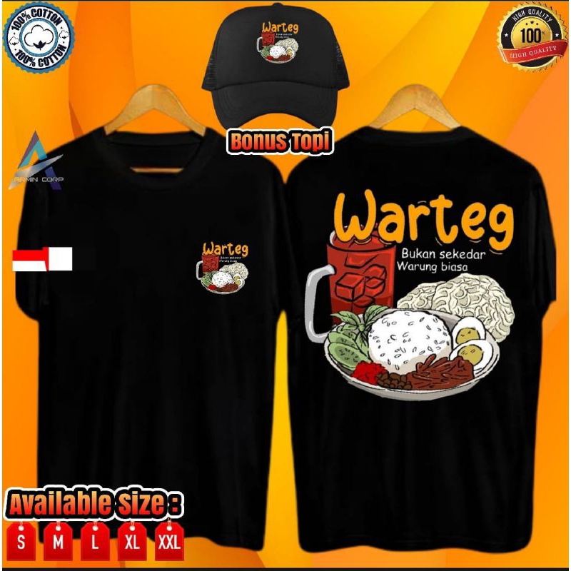 KAOS WARTEG BONUS TOPI KAOS PEDAGANG WARTEG