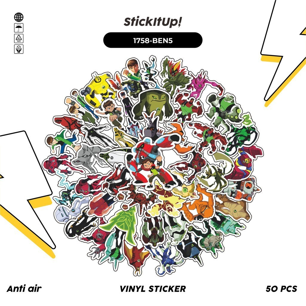 

COD✨ 50 Pcs Stiker Pack BEN TEN CHARACTER MIX 05 Lucu Aesthetic Vynil Waterproof untuk Freebies Sticker Buku Journal Casing HP Laptop