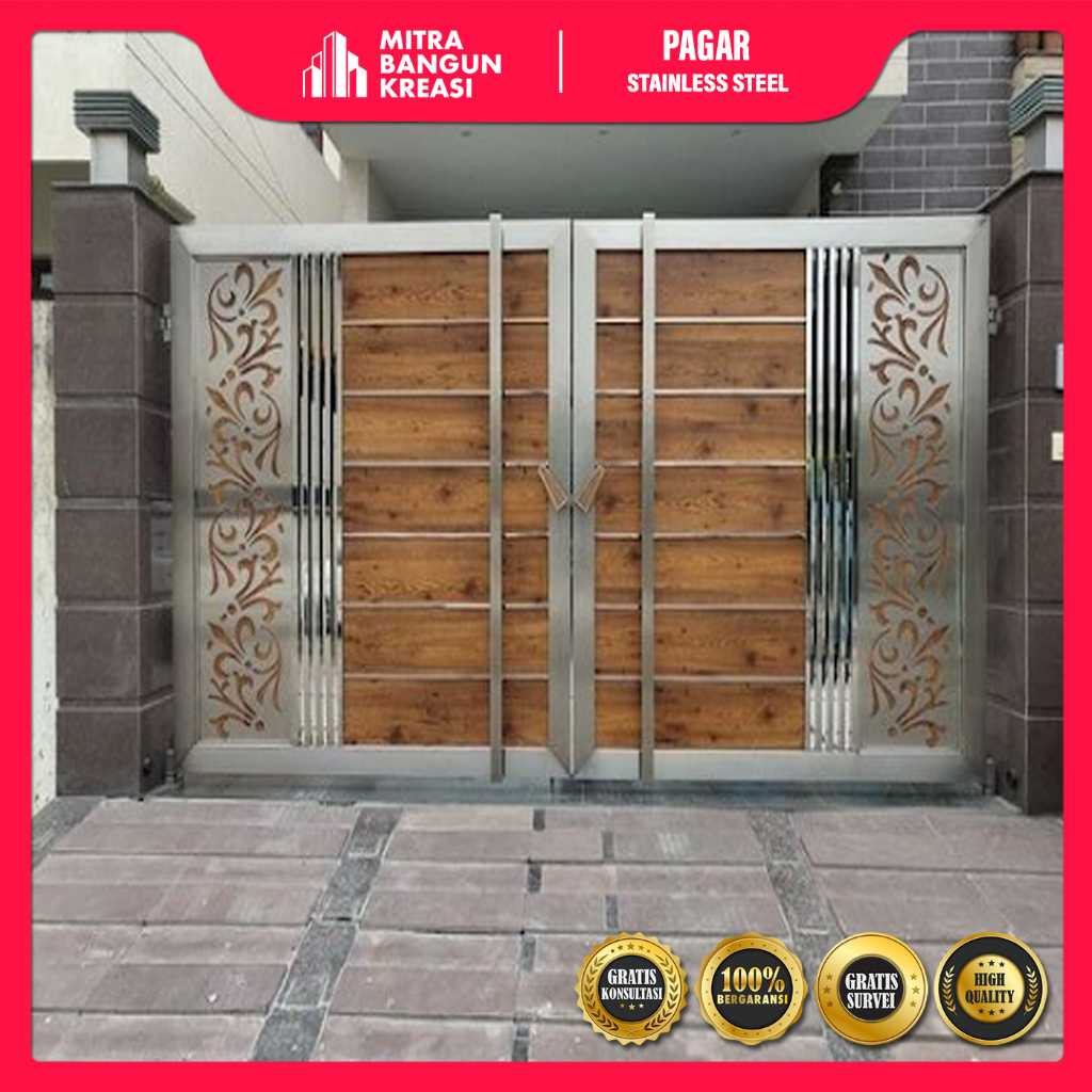 Pagar Rumah Besi Stainless Steel Terpasang Elegan Mewah [GP005]
