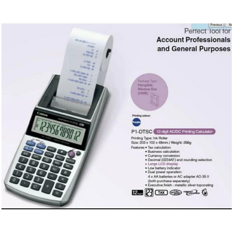 

Canon Printing Calculator P1-DTSC - Kalkulator Kasir Printer Struk P1 CANON P1-DTC Printing Calculator ORIGINAL COCOK UNTUK KASIR