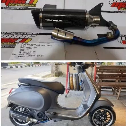 Knalpot Remus for Vespa Matic Header Bluemoon+Cover