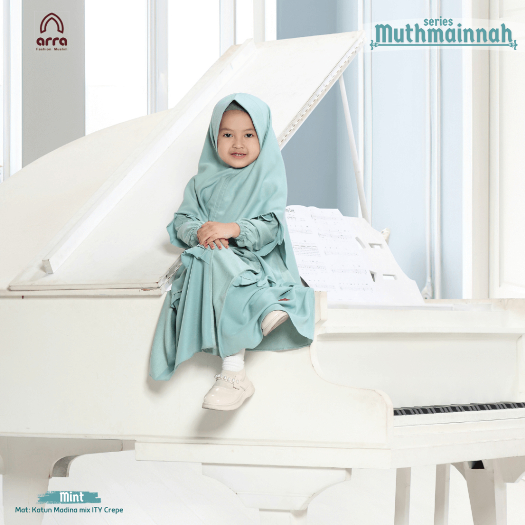 Alapasar Fashion Hijab Anak / Sarimbit Series / Khimar Syar'i - Mutmainnah Khimar Kids Mint Koleksi 
