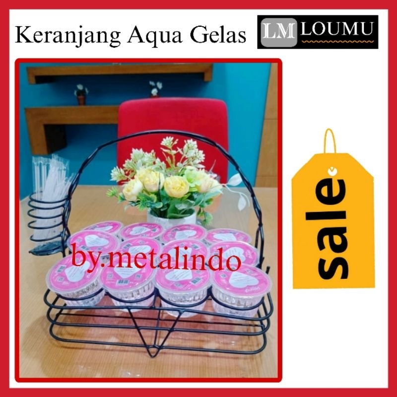 LOUMU Keranjang Air Mineral Besi Anti Karat Tempat Aqua Gelas