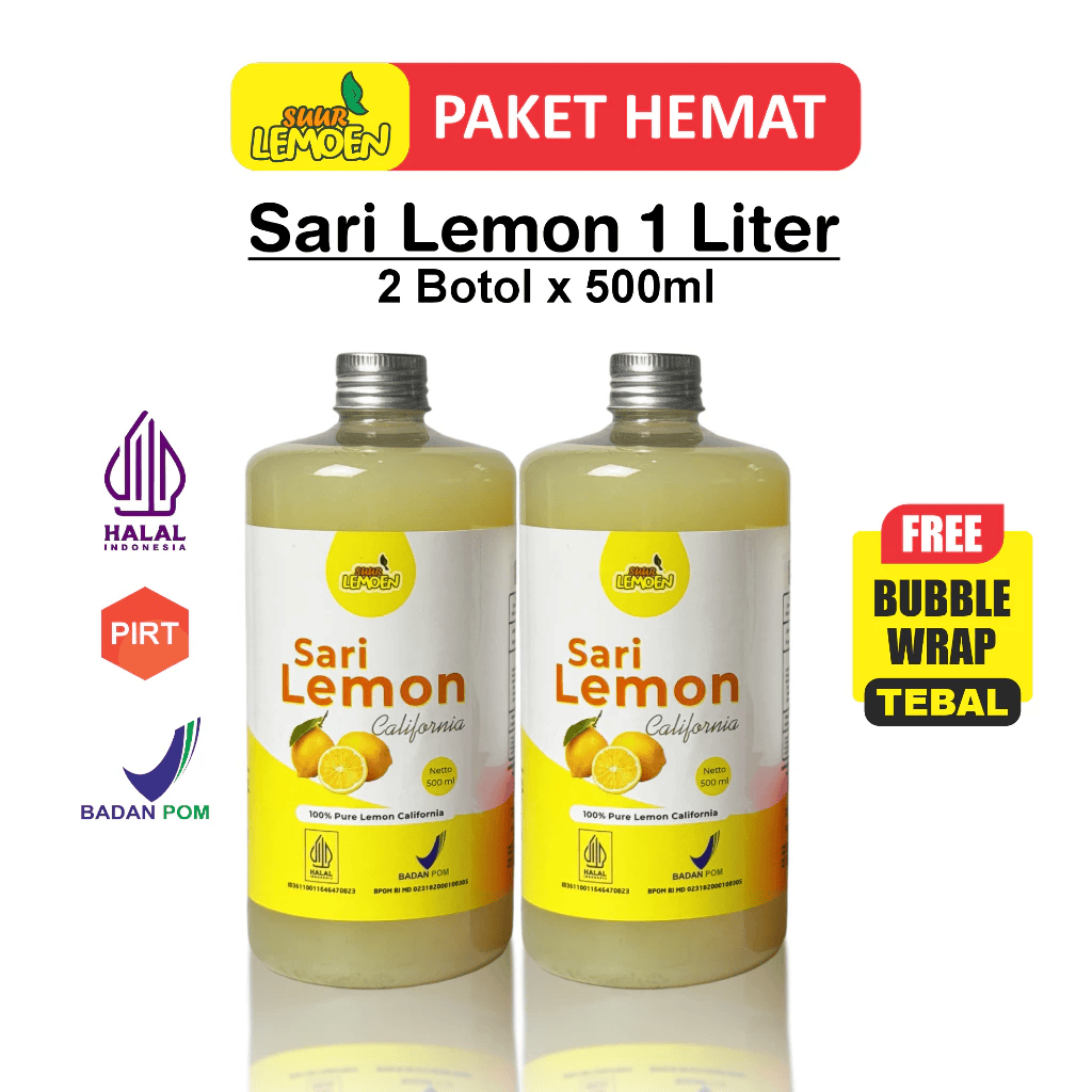 

Suur Lemoen - Sari Lemon Murni 1 Liter - Fresh Air Lemon Alami Untuk Diet Detox - Halal dan BPOM NSI