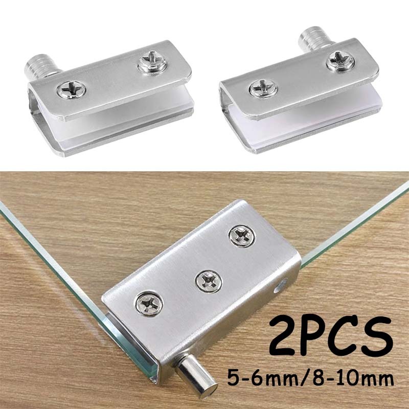 2 Pcs Engsel Pintu Kaca Jepit Kaca Stainless Engsel Kaca Jepit Engsel Kaca Universal Pivot Engsel 5-