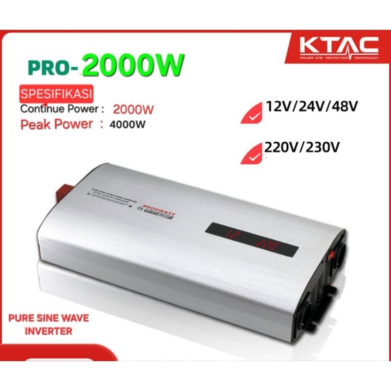 KTAC Inverter pure sine wave DC to AC 220Vac