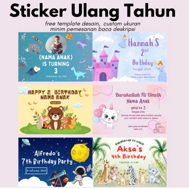 

STICKER ULANG TAHUN ANAK (BISA TEMPEL SUDAH ADA LEM DI BOX MAKANAN, JAJAN, dll)