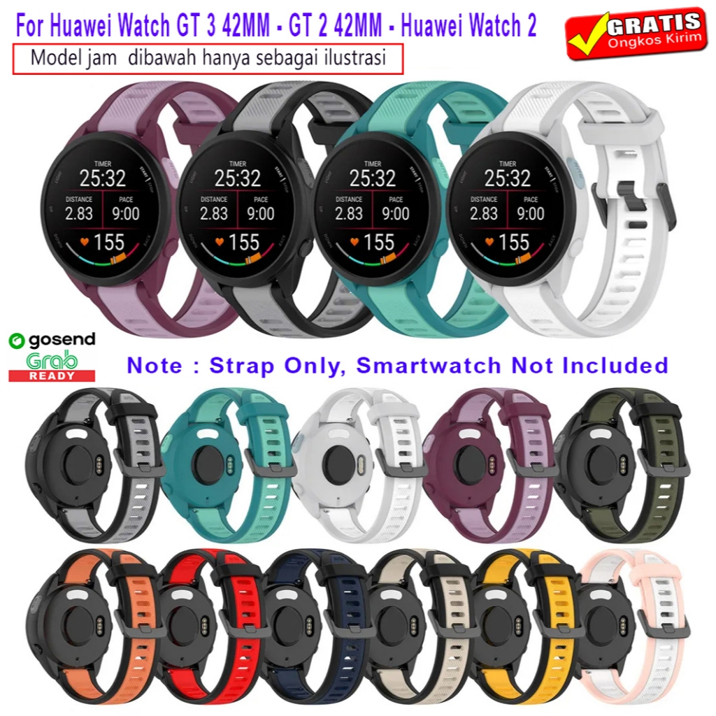 Strap Tali Jam Huawei Watch GT 3 42mm - Huawei Watch GT 2 42mm - Huawei Watch 2 - Model Run Dual Ton