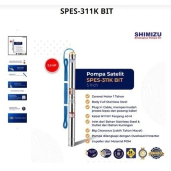 

MESIN POMPA CELUP SHIMIZU SPES 311K / Pompa Submersible SHIMIZU SPES-311K BIT 0,5 1/2 hp