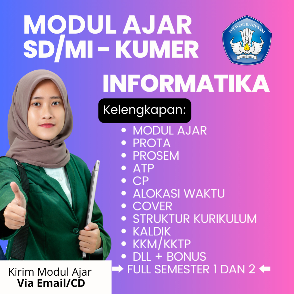 

MODUL AJAR INFORMATIKA KELAS 1,2,3 SD/MI KURIKULUM MERDEKA FULL 1 TAHUN